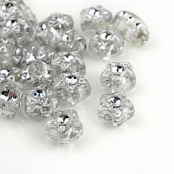 Clear Plating Transparent Acrylic Beads, Silver Metal Enlaced, Star, Clear, 7.5x7x4mm, Hole: 2mm, about 3400pcs/500g