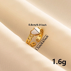 Белый 304 женские эмалированные открытые манжеты в форме сердца из нержавеющей стали, золотые, белые, 8 мм, регулируемый