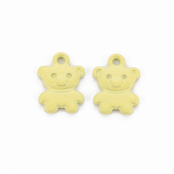 Light Khaki Spray Painted Alloy Charms, Cadmium Free & Lead Free, Bear, Light Khaki, 14x10x2mm, Hole: 1.6mm
