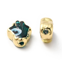 Dark Slate Gray Handmade Evil Eye Lampwork Beads, with Golden Plated  Brass Edge, Long-Lasting Plated, Hamsa Hand, Dark Slate Gray, 15~17x11.5~12.5x5~5.5mm, Hole: 1.8mm