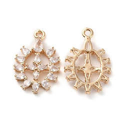 Crystal K9 Glass Pendants, with Golden Tone Brass Findings, Oval Charms, Crystal, 21.5x14.5x3mm, Hole: 1.2mm