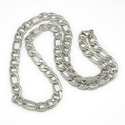 Нержавеющая Сталь Цвет Устойчивые к потускнению модные мужские 201 ожерелья из нержавеющей стали для матери и сына, с карабин-лобстерами , цвет нержавеющей стали, 22.83 дюйм (58 см)