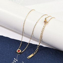 (123L) Белый крем непрозрачный блеск Ионное покрытие (ip) 304 нержавеющая сталь кубический цирконий шестигранный кулон кабель цепь ожерелья, реальный 18 k позолоченный, огнеупорный кирпич, 16.18 дюйм (41.1 см)