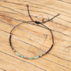 Небесно-голубой Браслеты из плетеного бисера, украшенные стеклянными и латунными бусинами., Регулируемые браслеты из волоконного шнура с бусинами для женщин, колонка, голубой, регулируемый