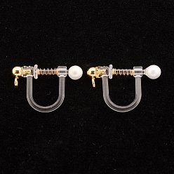 Real 18K Gold Plated 304 Stainless Steel Clip-on Earring Findings, Environmental Protection Plastic, U-Shaped, Real 18k Gold Plated, 11x17.5x3mm, Bead Diameter: 3mm