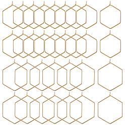 Настоящее золото 18K 80 шт. 2 размер 316 серьги-кольца из нержавеющей стали, Винные стекла, шестиугольник, реальный 18 k позолоченный, 26~32x19.5~25x0.6 мм, 40шт / размер