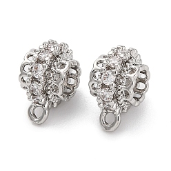 Платина Латунные поручни из кубического циркония с микропаве, без кадмия, без никеля и без свинца, платина, 10.5x8x6 мм, отверстие : 1.2 мм, внутренний диаметр: 3.8 мм