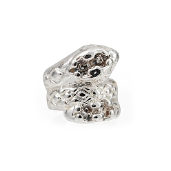 Серебро Покрытие стойки латунные прозрачные бусины из кубического циркония, долговечный, змея, серебряные, 5x5.5x5 мм, отверстие : 2 мм