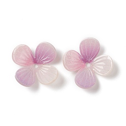 Flamingo Opaque Resin Bead Caps, 4-Petal, Flower, Flamingo, 16.2x16.2x5mm, Hole: 1.4mm