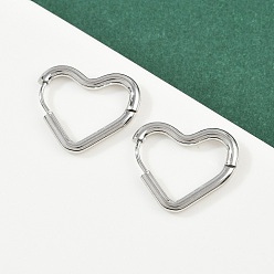 Сердце Серьги из 303 нержавеющей стали, с 316 штифта из нержавеющей стали, сердце, 21.5x18.5x2.5 мм