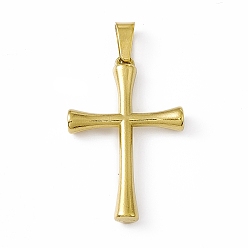 Золотой Вакуумное покрытие pvd 304 подвески из нержавеющей стали, религия крест прелести, золотые, 26.5x17.5x3.5 мм, отверстие : 6x3 мм