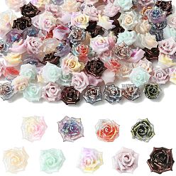 Mixed Color 100Pcs Plastic Cabochons, Flower, Mixed Color, 10x10x5.5mm