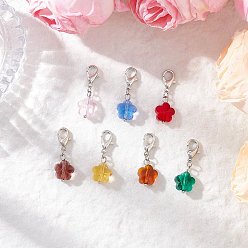 Платина Стеклянные подвески в виде цветов, с цинковым сплавом застежками омаров коготь, платина, 27 мм