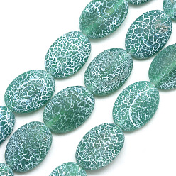 Зеленый Естественные выветрившиеся агатовые бусины, матовые, окрашенные, овальные, зелёные, 17~18x12~13x5~6 мм, отверстие : 1.5 мм, около 23 шт / нитка, 16.3 дюйм