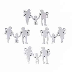 Нержавеющая Сталь Цвет Устойчивы к потускнению 201 соединители из нержавеющей стали, лазерная резка, семья, цвет нержавеющей стали, 15x22x1 мм, отверстие : 1.4 мм