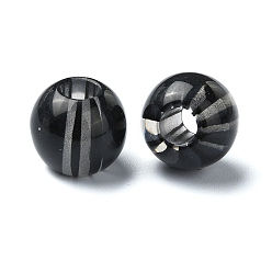 Черный Cmолы европейские шарики, Арбузные круглые бусины с большими отверстиями, чёрные, 12x14x14 мм, отверстие : 5 мм