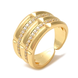 Другие Кольца-манжеты из латуни с микро-паве и прозрачным циркониевым покрытием для женщин, долговечный, без кадмия и без свинца, реальный 18 k позолоченный, 12 мм