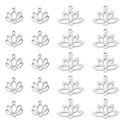 Нержавеющая Сталь Цвет 20 шт. 2 стили 304 и 201 подвески из нержавеющей стали, очарование лотоса, цвет нержавеющей стали, 10.5~14x11~18.5x1 мм, отверстие : 1.2~1.6 мм, 10 шт / стиль