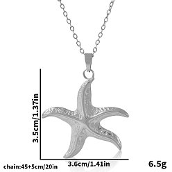 Серебро 304 Женские ожерелья с подвеской в виде морской звезды из нержавеющей стали, серебряные, 17.72 дюйм (45 см)