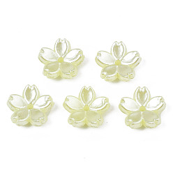 Светлый Золото-желтый Акриловые имитация жемчужные бусы, цветок сакуры, светлый золотарник желтый, 11x11.5x4 мм, отверстие : 1.4 мм