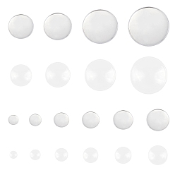 Stainless Steel Color DIY Cabochon Making Kits, include 304 Stainless Steel Plain Edge Bezel Cups, Cabochon Settings, Transparent Glass Cabochons, Stainless Steel Color, Cabochon Settings: 7.5~31.5x1.5~2mm, 60pcs/box