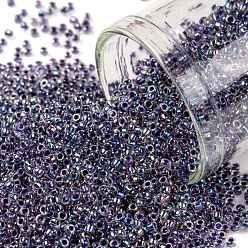 (774) Dark Purple Lined Crystal Rainbow Toho runde Rocailles, japanische Rocailles, (774) dunkelviolett gefütterter Kristallregenbogen, 15/0, 1.5 mm, Bohrung: 0.7 mm, ca. 135000 Stk. / Pfund