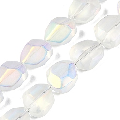 Прозрачный АВ Стеклянные бусины с гальваническим покрытием , матовые, граненая полигона, ясно AB, 12.5x9.5x7 мм, отверстие : 1 мм, около 50 шт / нитка, 23.86'' (60.6 см)