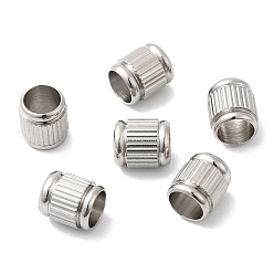 Stainless Steel Color Non-Tarnish 202 Stainless Steel European Beads, Large Hole Beads, Column, Stainless Steel Color, 8x7mm, Hole: 5.5mm