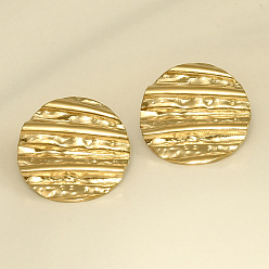 Золотой Стильные овальные 304 серьги-гвоздики из нержавеющей стали, сложить очарование, золотые, 21x22 мм