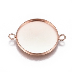Розовое Золото Ионное покрытие (ip) 304 настройки кабошона из нержавеющей стали, чашки безель с краями, плоско-круглые, розовое золото , лоток : 22 мм, 31.2x23.8x2 мм, отверстие : 2.2 мм