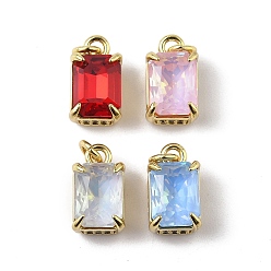 (52) Непрозрачная лаванда Подвески из латуни с микропаве из кубического циркония и стеклянным кристаллом, прямоугольные, стойки покрытие, долговечный, без свинца и без кадмия, с целью перехода в кольце, разноцветные, 11x7x6 мм, отверстие : 2 мм