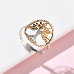 Дерево 304 открытые кольца манжеты из нержавеющей стали, ионное покрытие (ip), золотые и нержавеющая сталь цвет, дерево, регулируемый, 17 мм