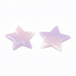 Pink Harz Cabochons, mit Glitzerpulver, Nachahmung Gelee, Ton zwei, Stern, rosa, 35x37x4 mm