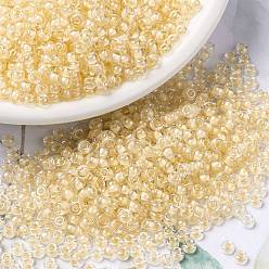 (RR2215) Fancy Lined Cream MIYUKI Round Rocailles Beads, Japanese Seed Beads, (RR2215) Fancy Lined Cream, 8/0, 3mm, Hole: 1mm, about 422~455pcs/bottle, 10g/bottle