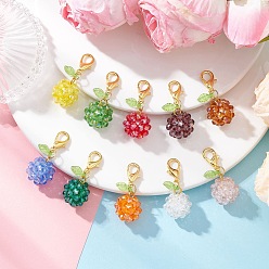 (52) Непрозрачная лаванда 10шт. фруктовые стеклянные подвесные украшения, с цинковым сплавом застежками омаров коготь, разноцветные, 37 мм