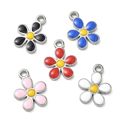 (52) Непрозрачная лаванда 304 нержавеющей стальной эмали подвески, , цвет нержавеющей стали, разноцветные, 23.5x18x3 мм, отверстие : 3 мм