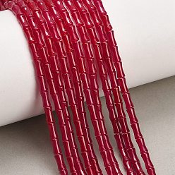 Red Corundum Нити бусин из красного корунда, выращенного в лаборатории, бамбуковую палку, 6x3 мм, отверстие : 0.5 мм, около 64~65 шт / нитка, 15.24~15.31'' (38.7~38.9 см)