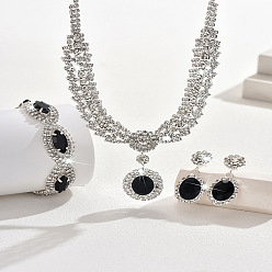 Реактивный Самолет Овальные и конские глаза латунные ожерелья, браслеты и комплекты серег со стразами, струя, ожерелья: 13.39 дюйм(340мм); браслеты: 7.48 дюйм(190мм); серьги: 35x15мм