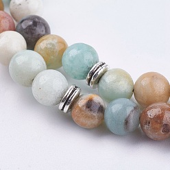 Amazonite Natural Amazonite Wrap Bracelets, with Alloy Finding, Om Symbol and Tree of Life, 36.22 inch~39.37 inch(92~100cm)