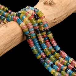 (52) Непрозрачная лаванда Бусины из натурального белого нефрита, окрашенные, рондель, разноцветные, 4x1.5 мм, отверстие : 0.7 мм, около 155 шт / нитка, 14.96'' (38 см)