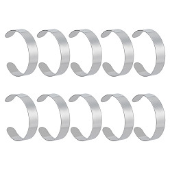 Нержавеющая Сталь Цвет 10шт. 304 браслеты-манжеты из нержавеющей стали, простые браслеты для мужчин и женщин, цвет нержавеющей стали, внутренний диаметр: 2-1/8 дюйм (5.4 см)