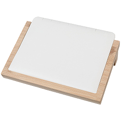 Белый Деревянные наклонные подставки для хранения ожерелий и ювелирных изделий, с ковриком из искусственной кожи, прямоугольные, белые, 15.5x21x4.7 см