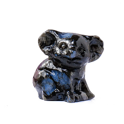 Лабрадорита Украшения для выставки скульптур из натурального лабрадорита, для домашнего офисного стола, коала, 32x30 мм