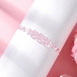 Лавандовый румянец Браслеты из плетеных бусин с гальваническим покрытием из стекла, плетеные браслеты из нейлоновой нити для женщин, цветок, граненые, лавандовый румянец, внутренний диаметр: 5/8~3-1/2 дюйм (1.5~9 см)