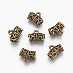 Antique Bronze Tibetan Style Alloy Hangers, Cadmium Free & Lead Free, Bail Beads, Tube, Antique Bronze, 10x12x6mm, Hole: 1.5mm