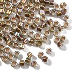 Коричневый 10 g стеклянный бисер, непрозрачные радужные цвета , цилиндр, кофе, 2.5x2 мм, отверстие : 1.4 мм