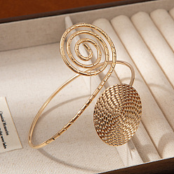 Другие Браслеты из сплава на плечо, браслеты-манжеты для женщин, золотые, спираль и диск, внутренний диаметр: 2.56 дюйм (6.5 см)