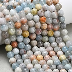 Аквамарин Природные Аквамарин бисер нитей, круглые, сгладить, 8.5 мм, отверстие : 0.8~1 мм, около 47~48 шт / нитка, 15.16~15.35'' (38.5~39 см)