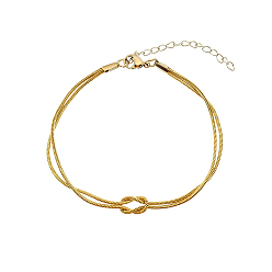 Plaqué 18K Or Véritable 304 Bracelet en acier inoxydable à mailles nouées, fait main, pour couples, réel 2 k plaqué or, 18 pouce (6.30 cm)