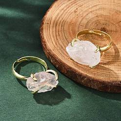 Розовый Кварц Натуральный розовый кварц кольца палец, золотой тон латуни кольца палец, стойки покрытие, размер США 8 1/2 (18.5 мм)